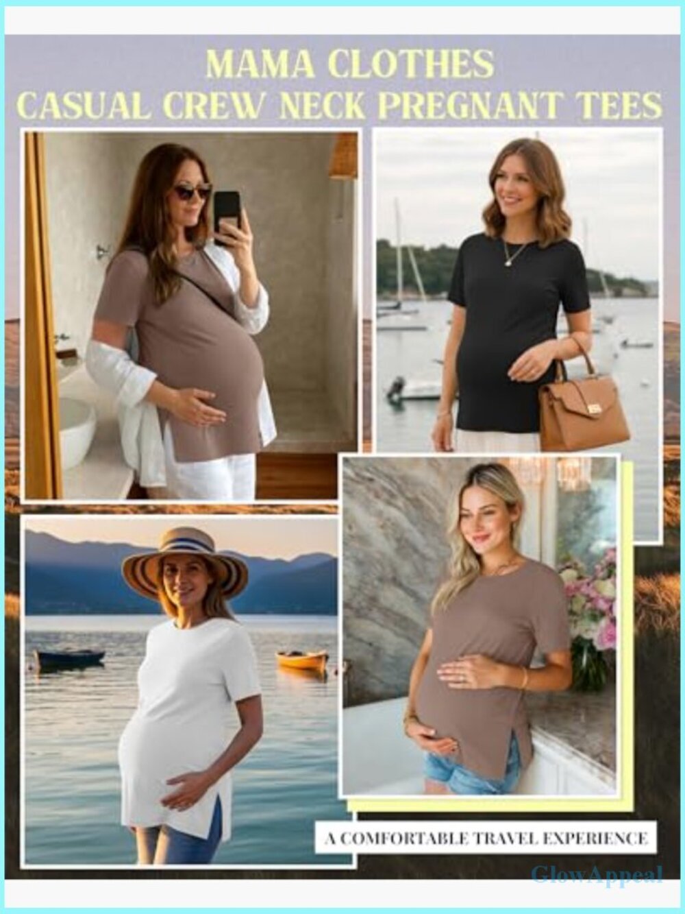 3 Pack Maternity T-Shirts Short Sleeve Side Split Crew Neck Pregnancy Tops - Picture 4 of 7